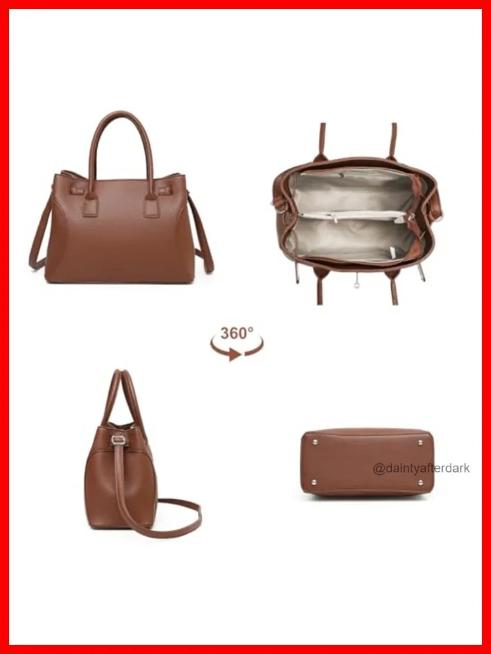 Women's Vegan Leather Satchel Tote Bag with Crossbody Strap